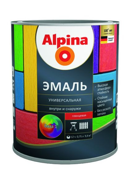 Эмаль Alpina Универсальная (750мл, серый шелковисто-матовый)  #1