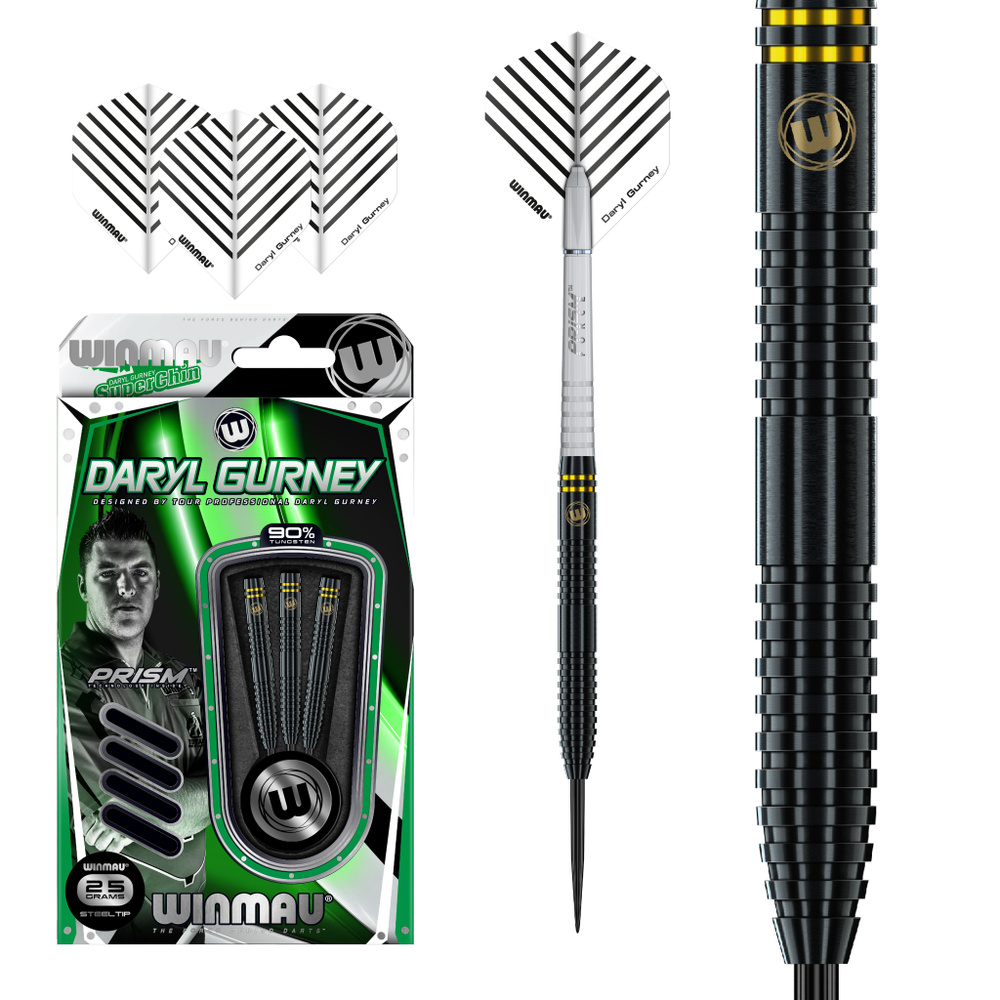 Дротики Winmau Daryl Gurney Black Edition NEW steeltip 25gr. Вольфрам 90%. #1