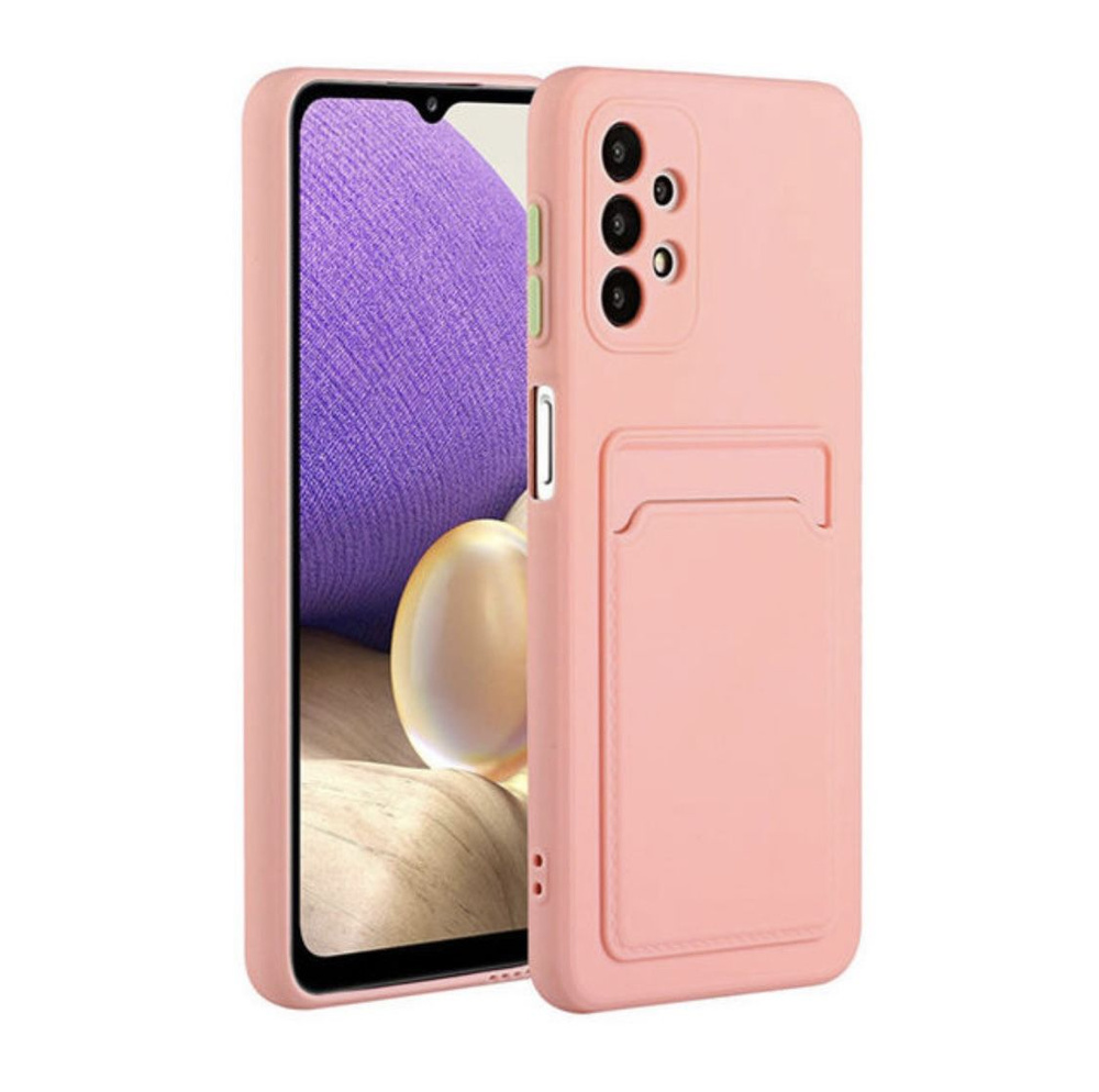 Чехол для Samsung A53 Розовый Soft-touch и с держателем для карт #1