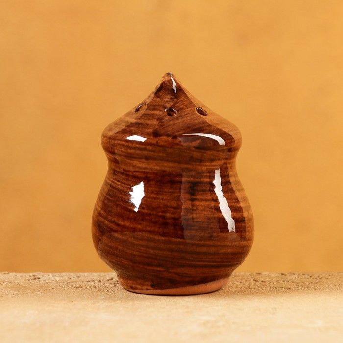 Солонка Риштанская керамика "Акташ", 100 мл, коричневая #1