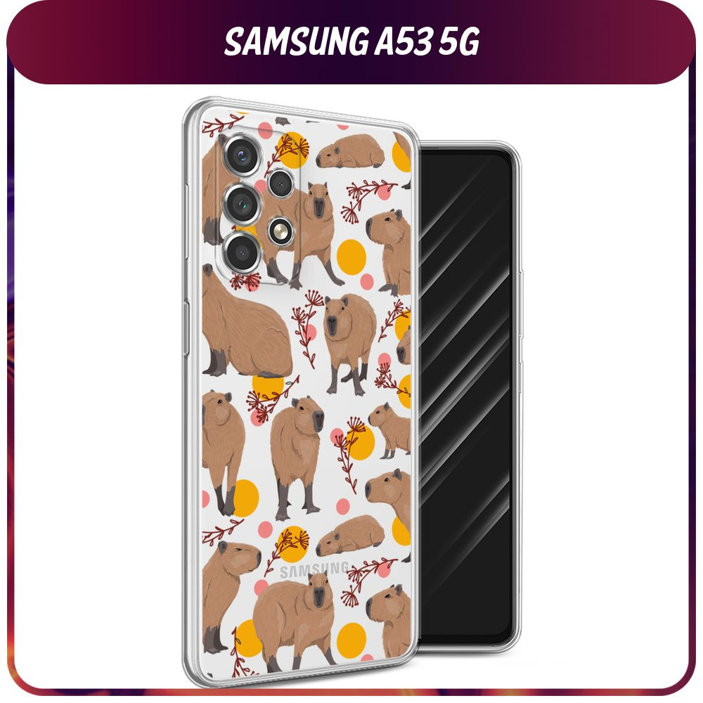 Силиконовый чехол на Samsung Galaxy A53 5G / Самсунг А53 5G "Капибара с ножом", прозрачный  #1