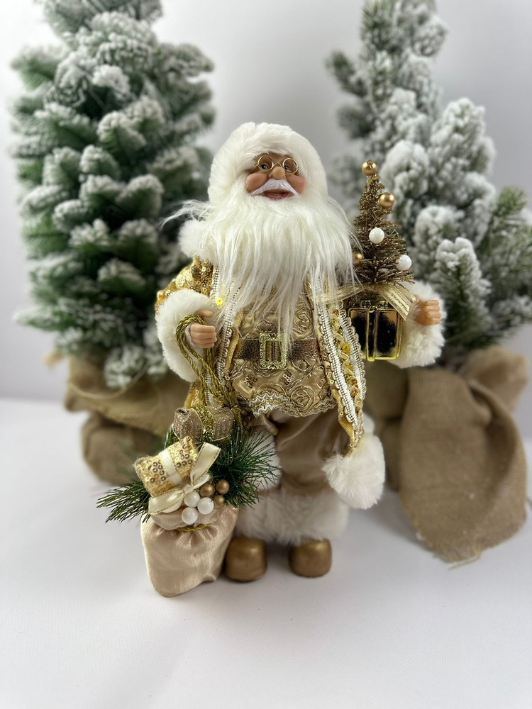 Новогодняя фигурка Дед Мороз в золотой шубе размер 30*17 см  #1