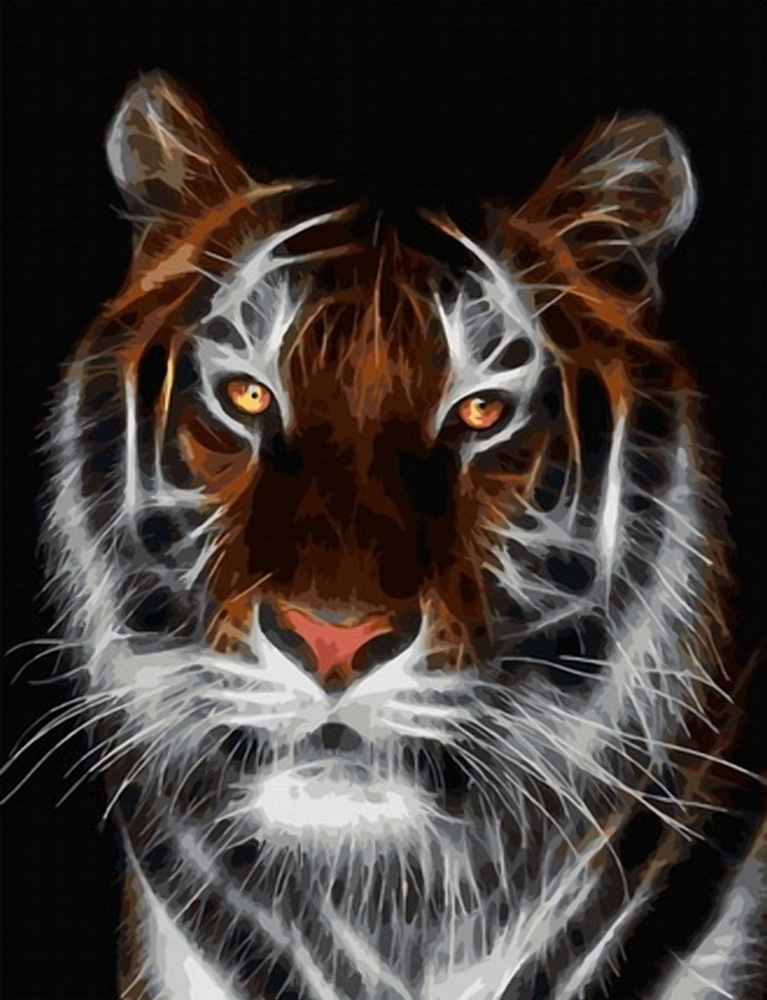 Картина по номерам на холсте 40*50 см "Светящийся тигр" #1