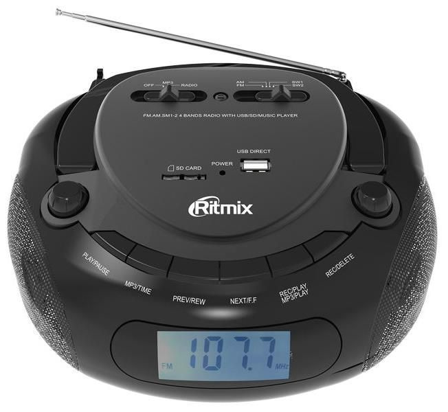 Магнитола Ritmix RBB-030BT black 10 Вт, ЖК-дисплей, Bluetooth, MP3, FM-радио  #1