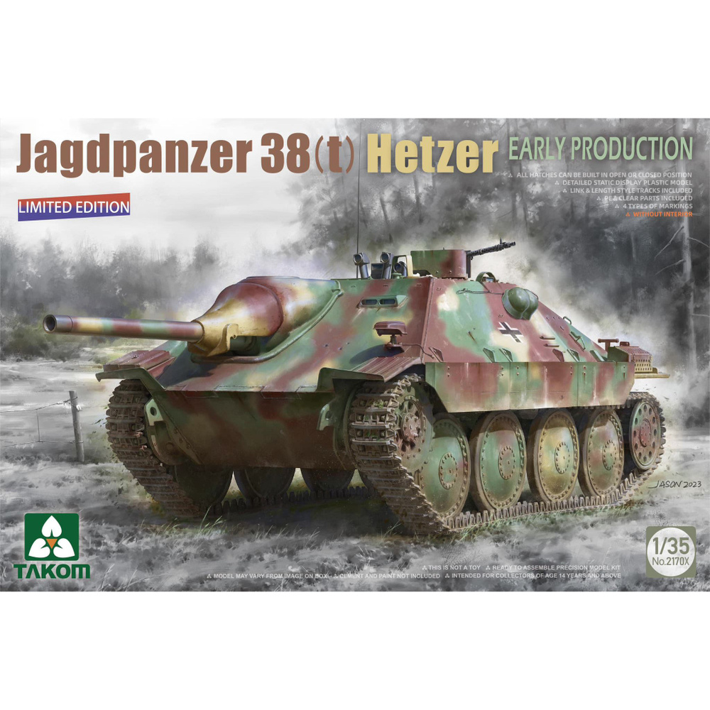 Сборная модель Takom Немецкой САУ Jagdpanzer 38(t) Hetzer (ранняя) Ограниченная серия (без интерьера) #1