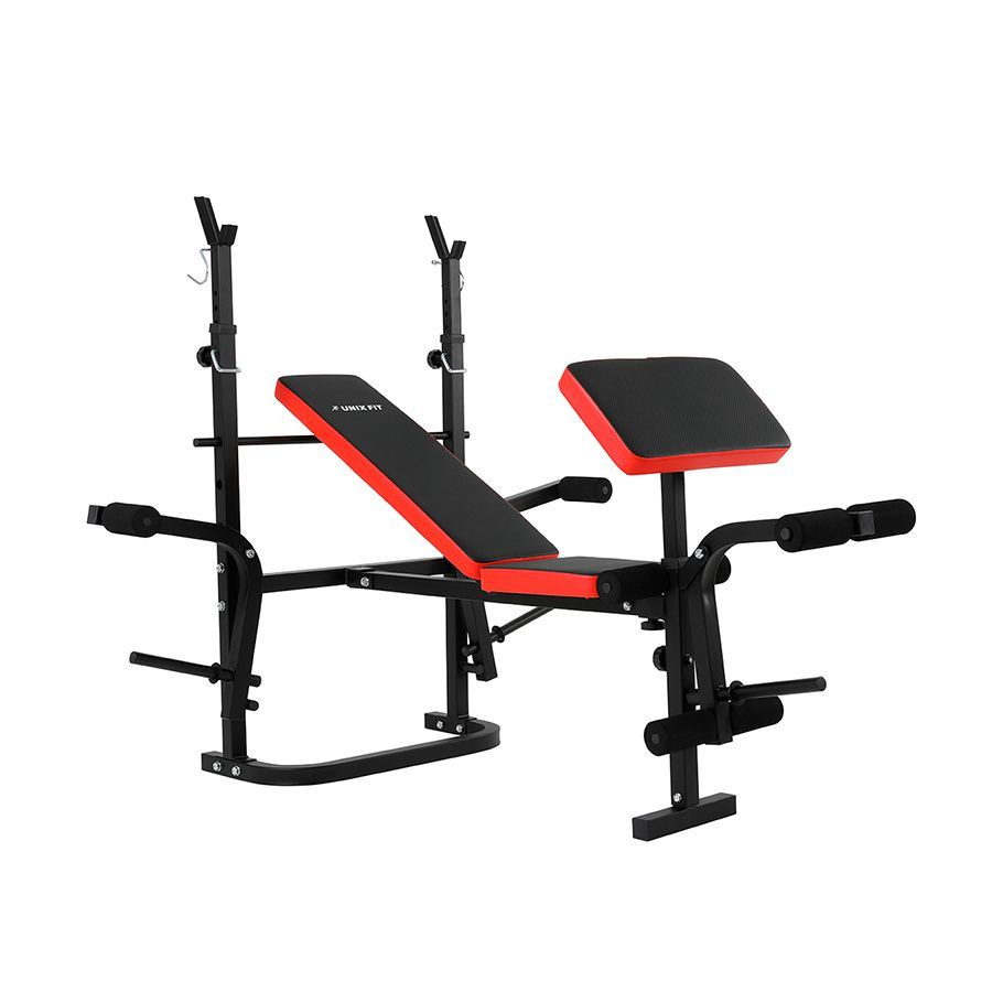 Скамья силовая со стойками под штангу UNIX Fit BENCH 120P, для жима, парта под бицепс  #1