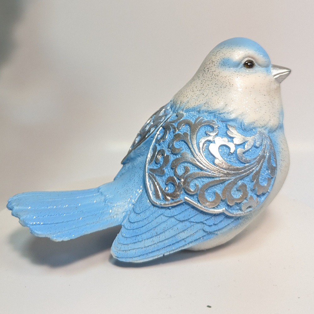 Фигура декоративная Красивая птичка (голубой) L9W12H9см, статуэтка для интерьера  #1