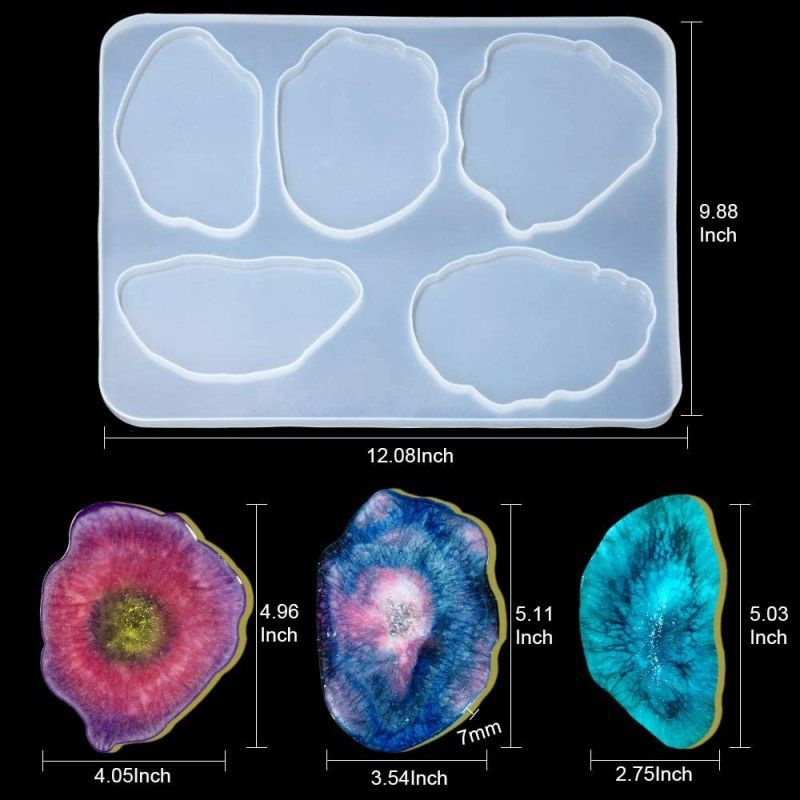 Молд силиконовый для творчества, "Жеода набор", 5шт, Большой 30*25 см, форма для эпоксидной смолы, гипса #1