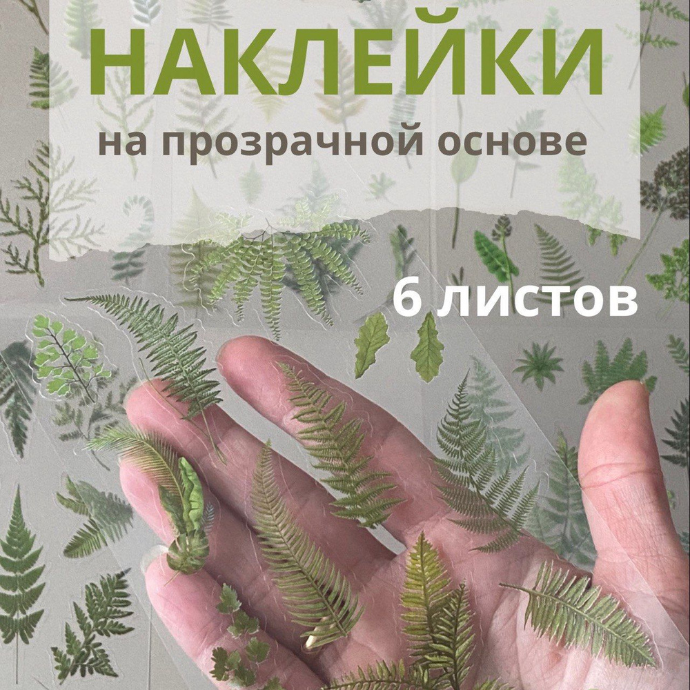 Наклейки на прозрачной основе для скрапбукинга, творчества; цветы; 6 листов  #1