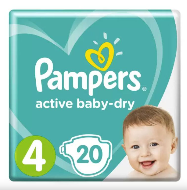 Pampers Подгузники Active Baby-Dry 9-14 кг, размер 4, 20 шт в уп #1