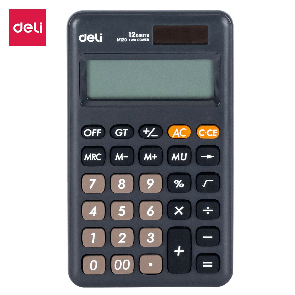 Калькулятор карманный Deli, черный, 12-разрядный, 118x70x11 мм #1