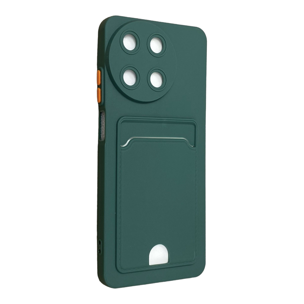 Чехол Realme 11 4G (RMX3636) темно-зеленый , с карманом для карты #1