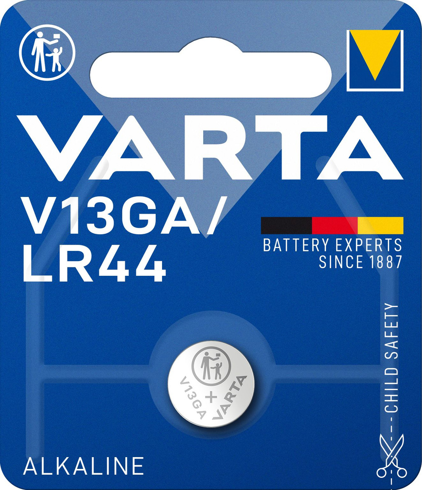 Varta Батарейка LR44 (LR1154, V13GA, AG13, G13, RW82), Щелочной тип, 1,5 В, 1 шт  #1