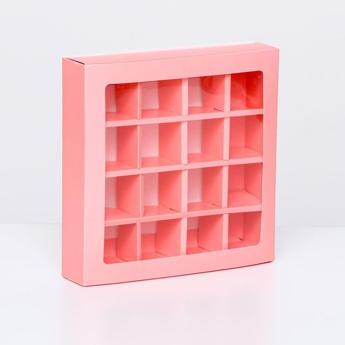 Upak Land, Коробка для конфет, под 16 штук, розовая, 17,7 х 17,7 х 3,8 см, 3 штуки  #1