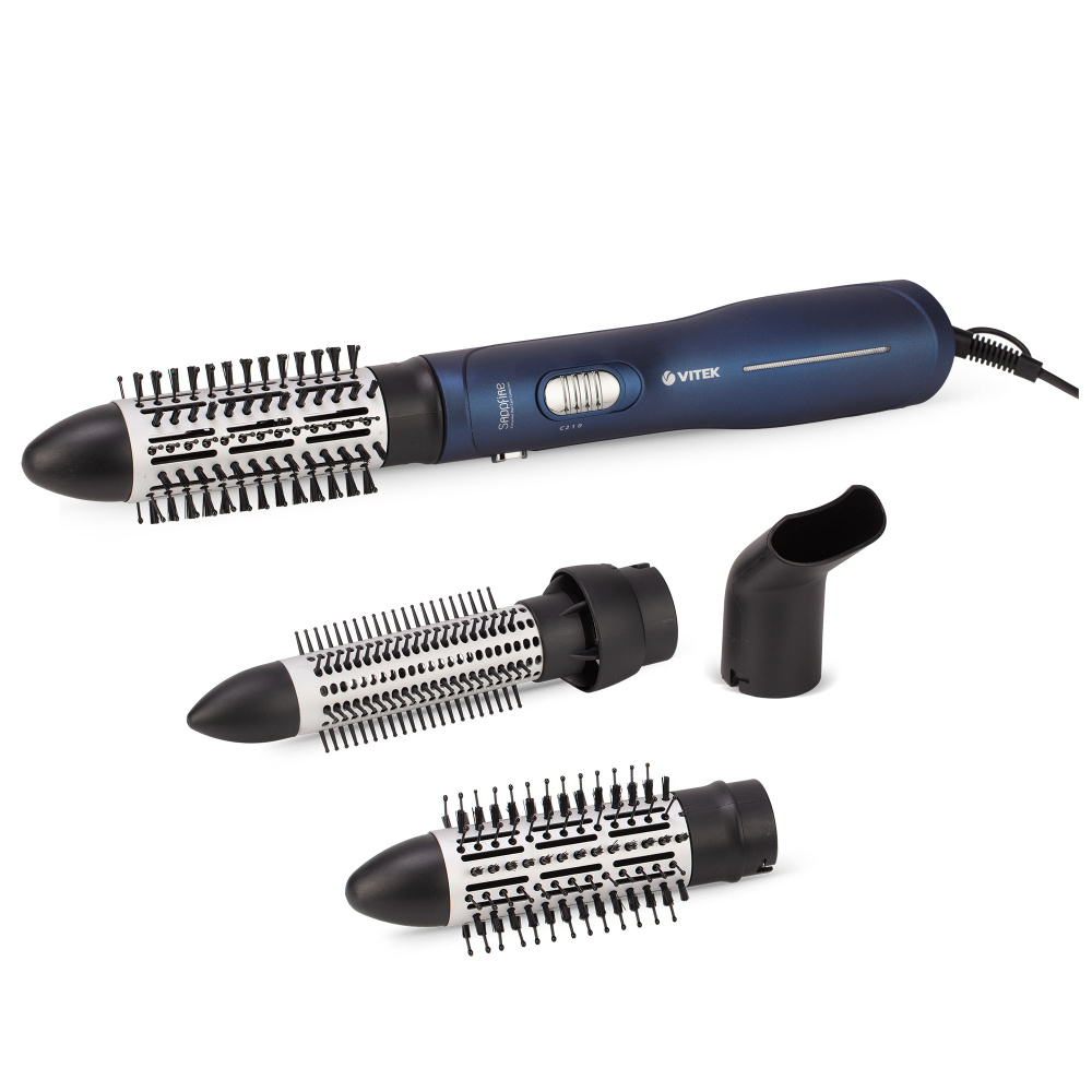 VITEK Фен-щетка для волос VT-8237 1200 Вт, скоростей 2, кол-во насадок 3, синий, серебристый  #1