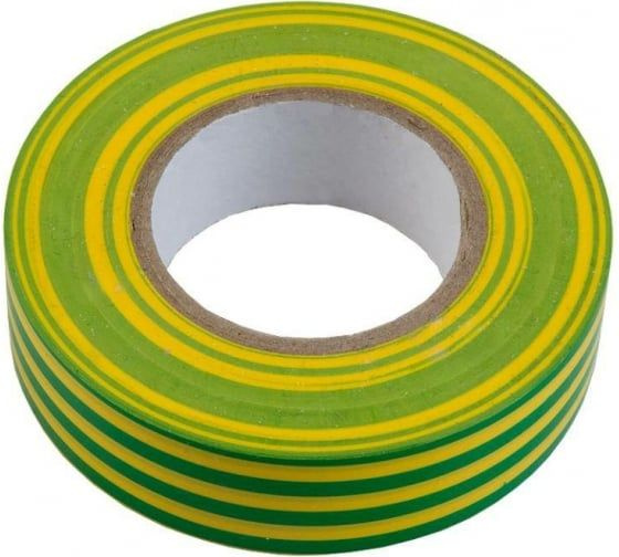 Изолента ПВХ 13х15мм, 20м, желтая-зеленая 10 шт #1