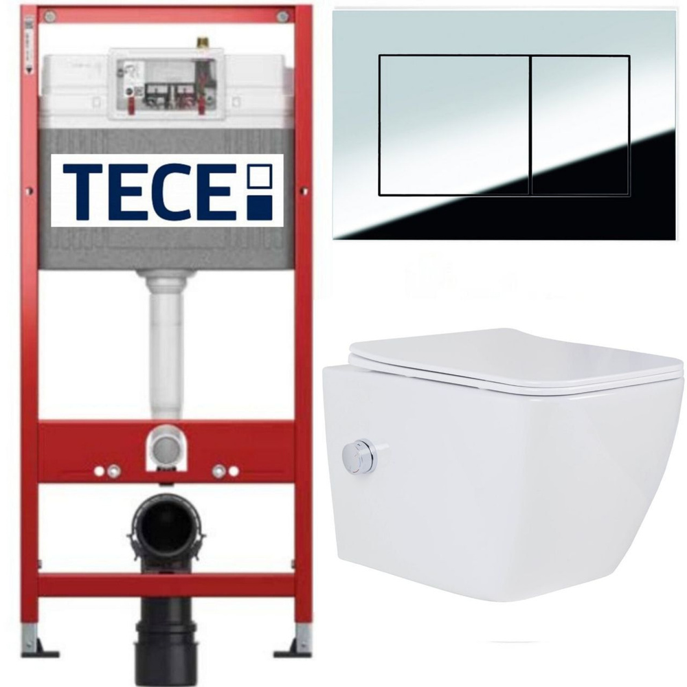 Инсталляция TECE base 9400412 с подвесным безободковым унитазом Roxen Cube Bidet 530135-01X с функцией #1