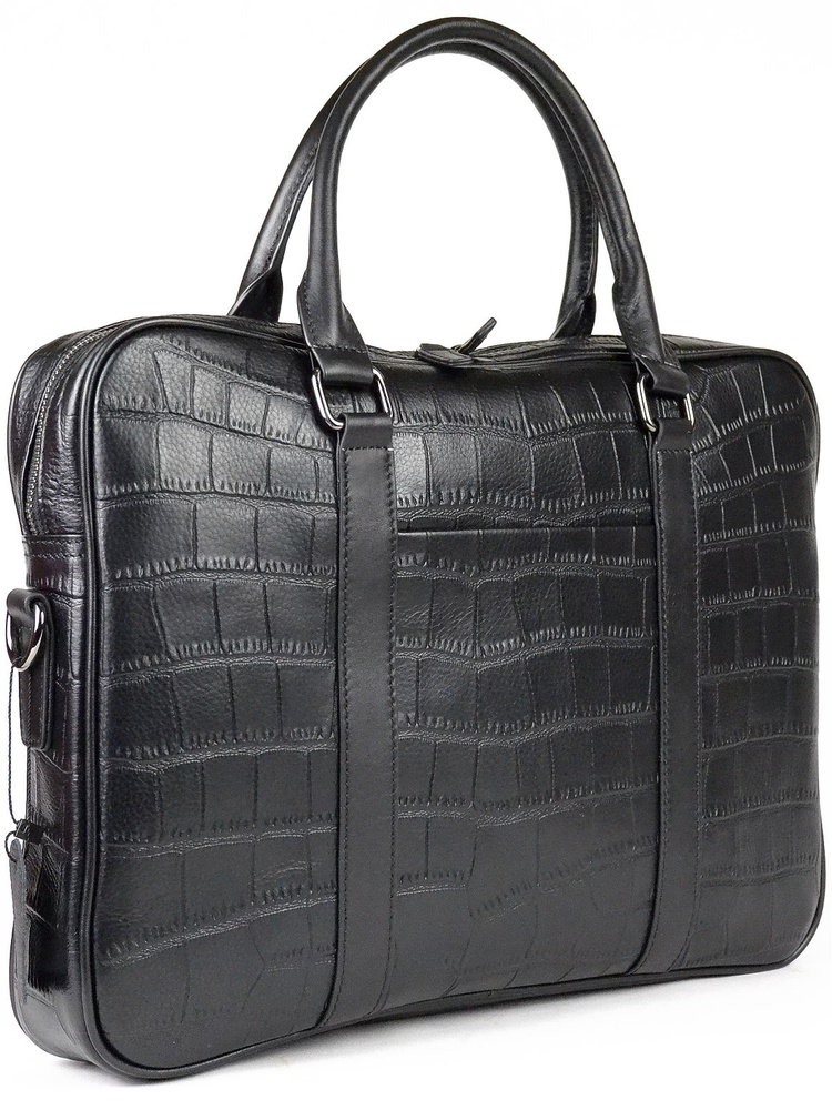Мужская сумка портфель из натуральной кожи черный 339x29x6 см  #1