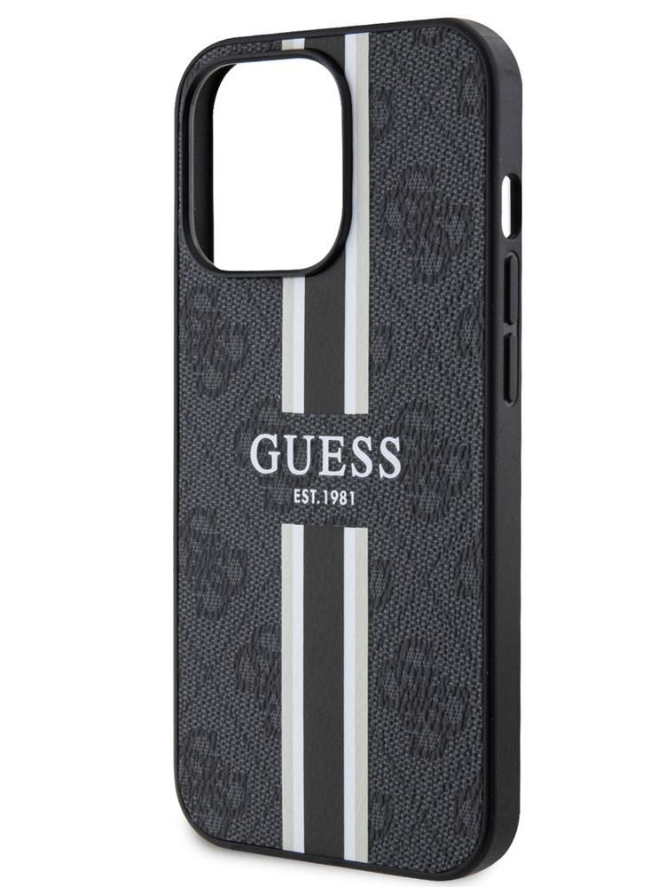 Чехол Guess PU leather на Apple iPhone 14 Pro Max / для Айфон 14 Про Макс с защитой камеры, со вставкой #1