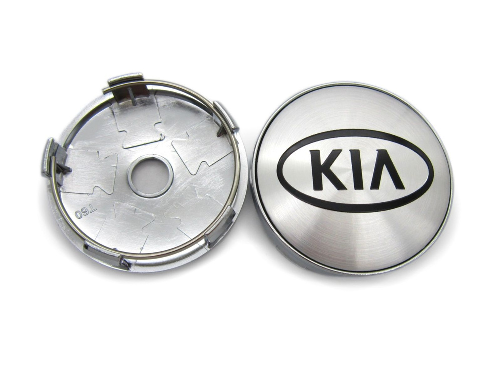 Колпачки заглушки на литые диски Kia chrome black logo 60/56 мм, 1 колпачок  #1