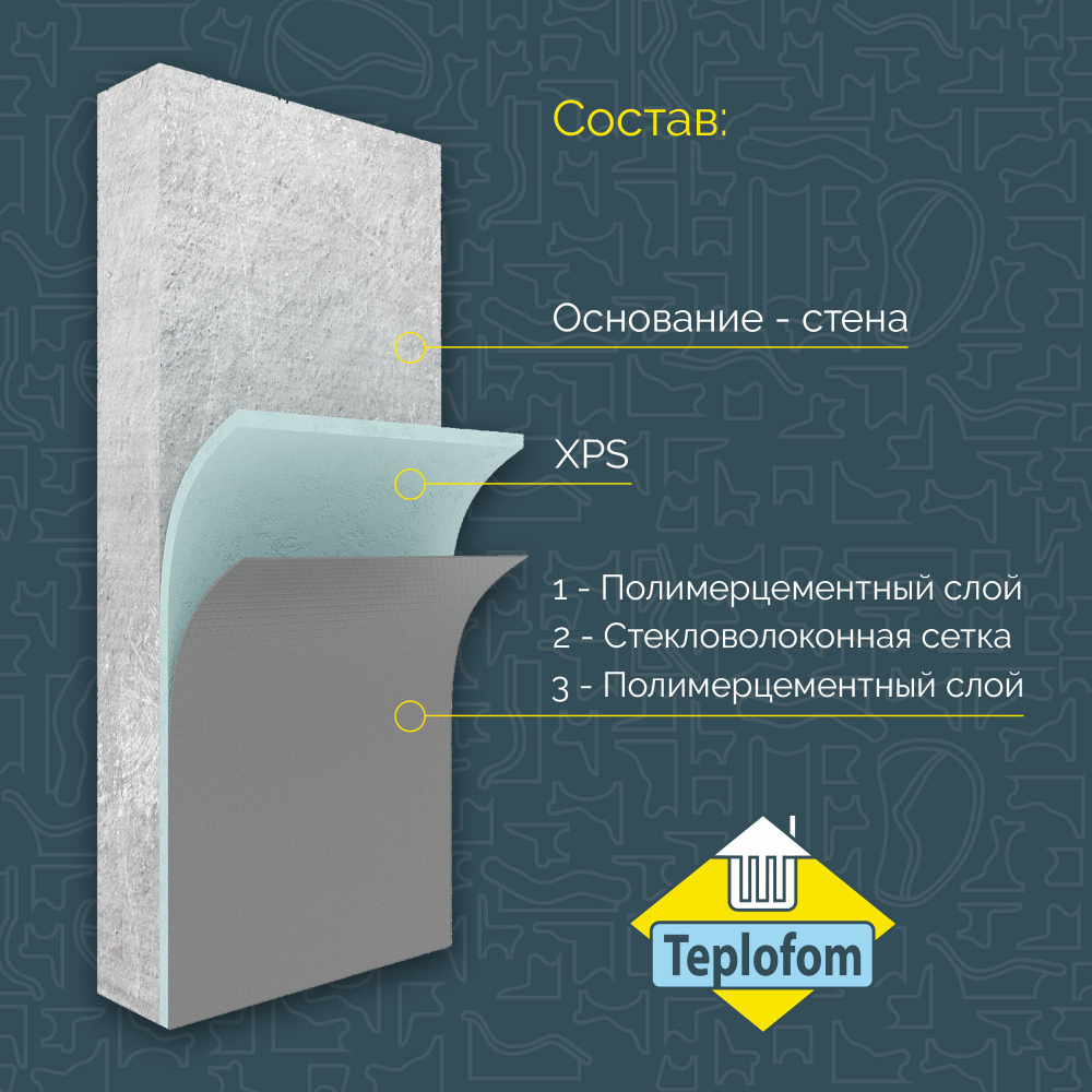 Теплоизоляционная панель TEPLOFOM+80 XPS-01 (односторонний слой) 1235х585х80мм SP-кромка  #1