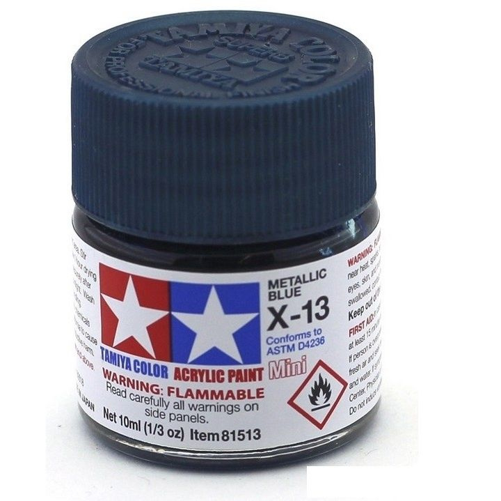 Краска акриловая X-13 Metallic Blue, acrylic paint mini 10 ml. (Синий Металлик) Tamiya 81513  #1