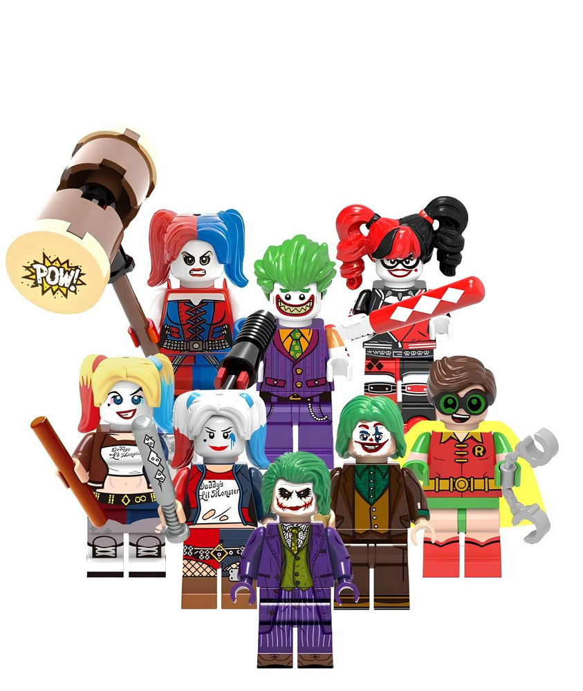Набор минифигурок Отряд самоубийц Бэтмен Харли Квинн, Джокер совместимы с конструкторами лего 8шт (4.5см, #1