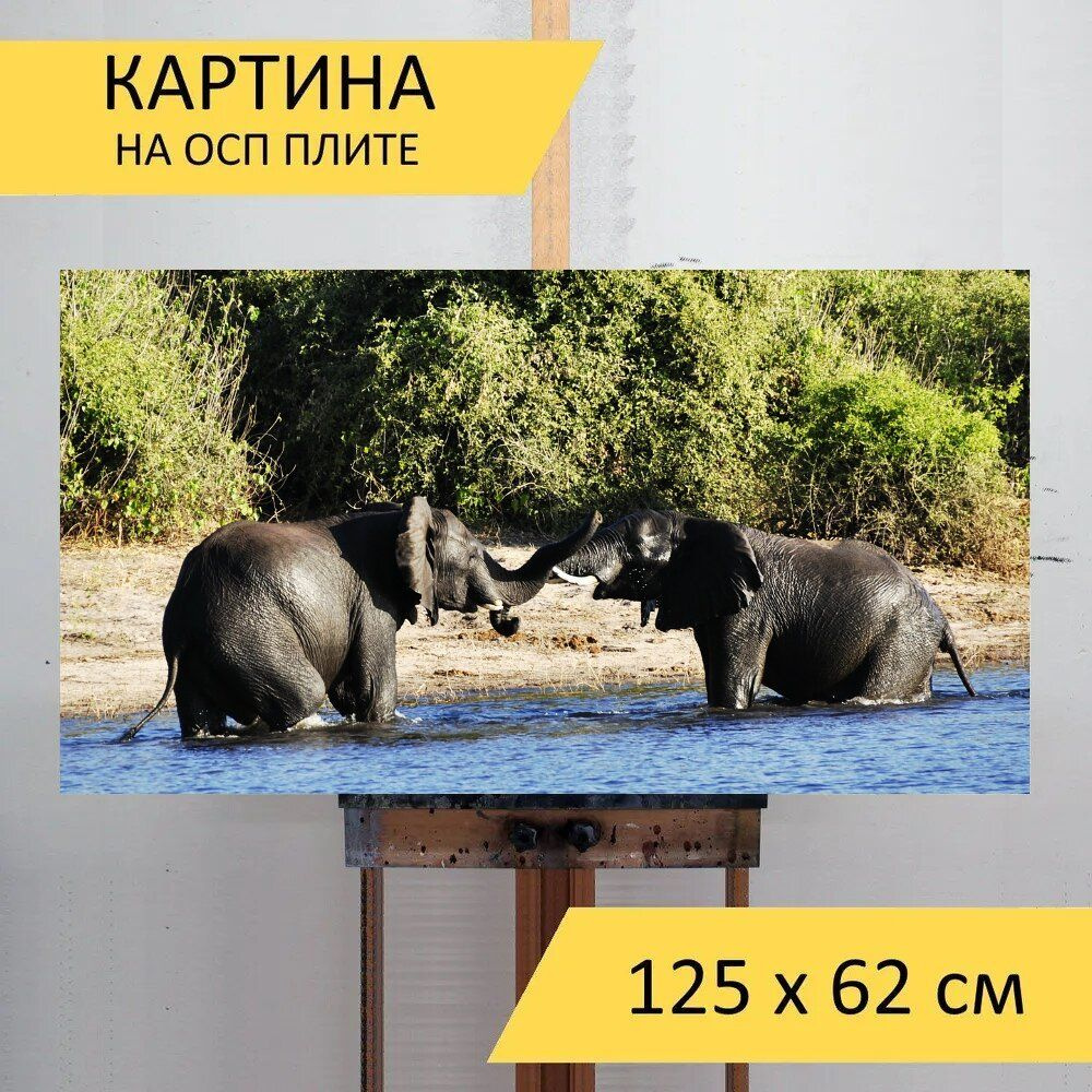 LotsPrints Картина "Слон, воды слон, боевой 33", 125  х 62 см #1