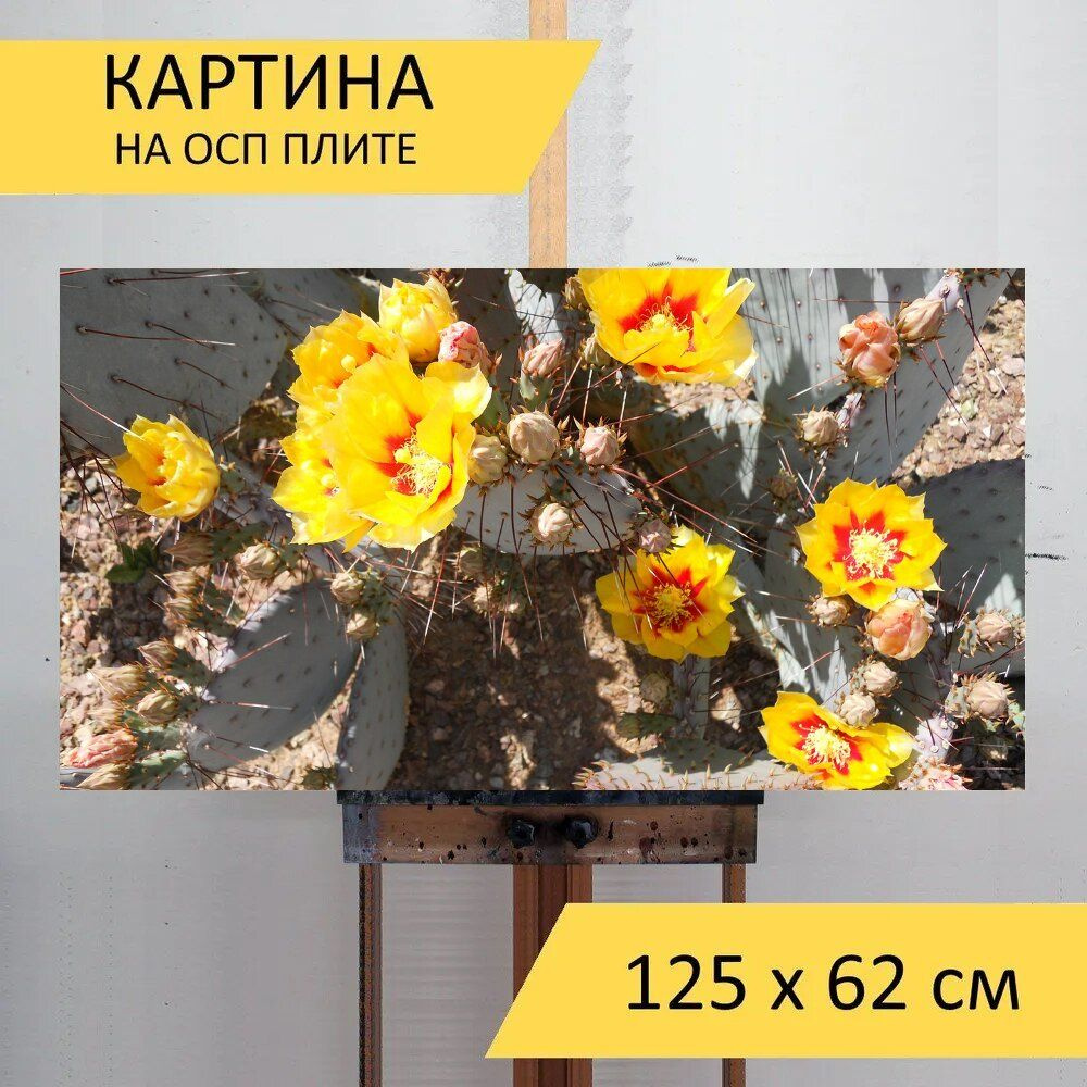 LotsPrints Картина "Кактус, блум, опунция 89", 125  х 62 см #1