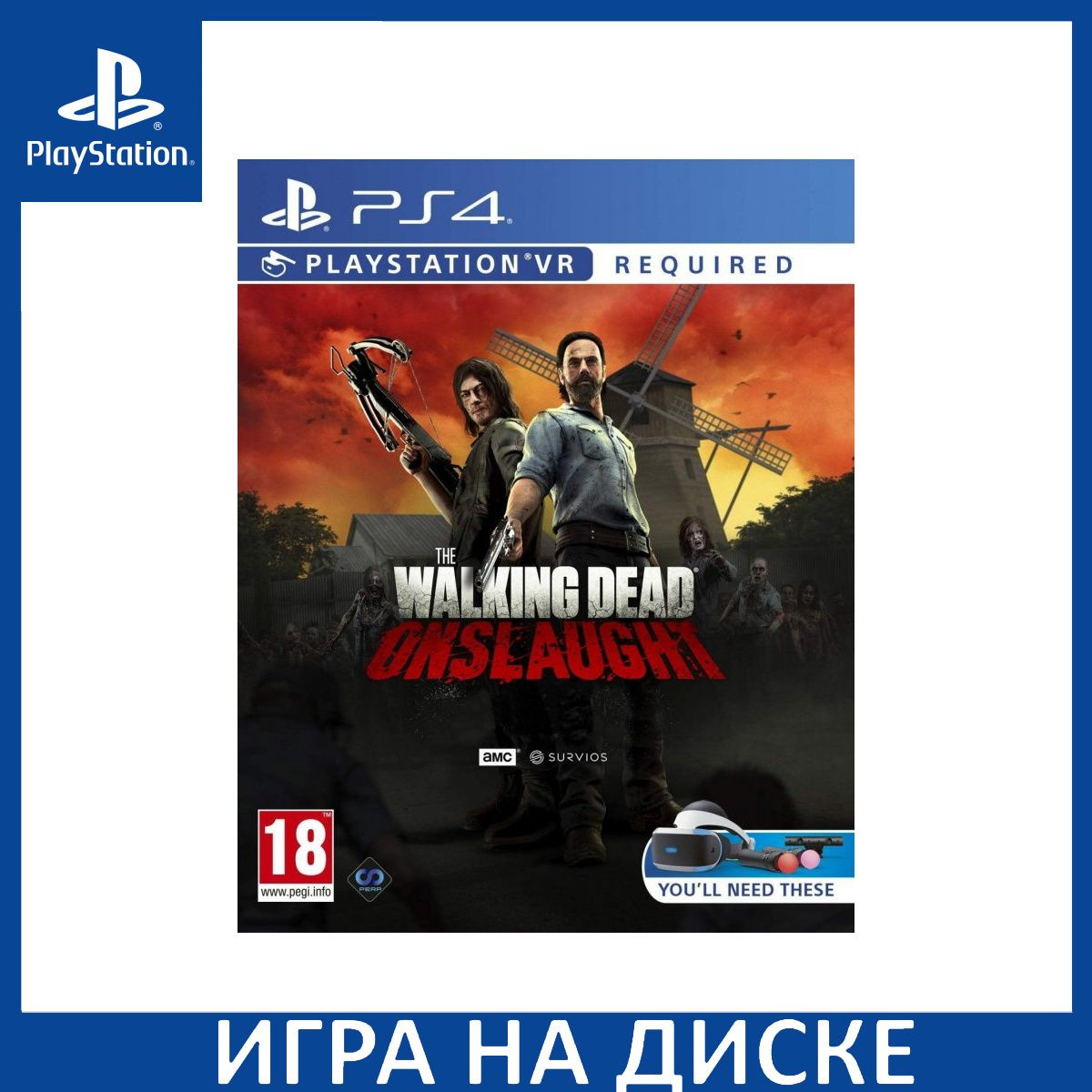 Диск с Игрой The Walking Dead: Onslaught (Только для PS VR) (PS4). Новый лицензионный запечатанный диск.