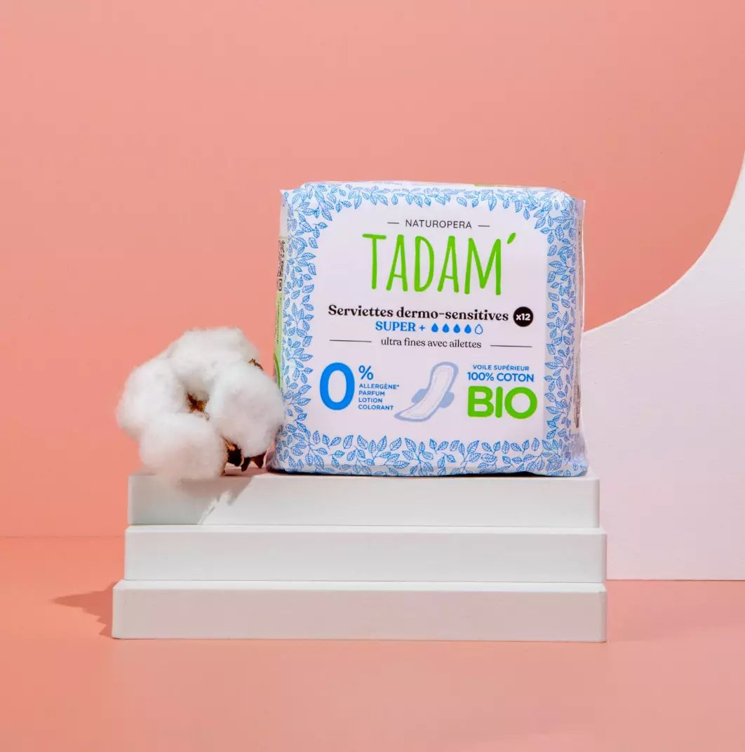 Прокладки гигиенические bio TADAM Towels Dermo-Sensitive Ultra Super +, 4 капли, 12 шт