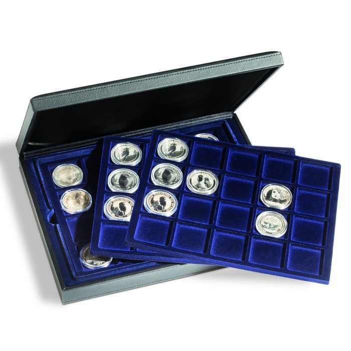 Нумизматическая коробка DARKROYAL для 60 монет из искусственной кожи с ячейками 48X48  #1