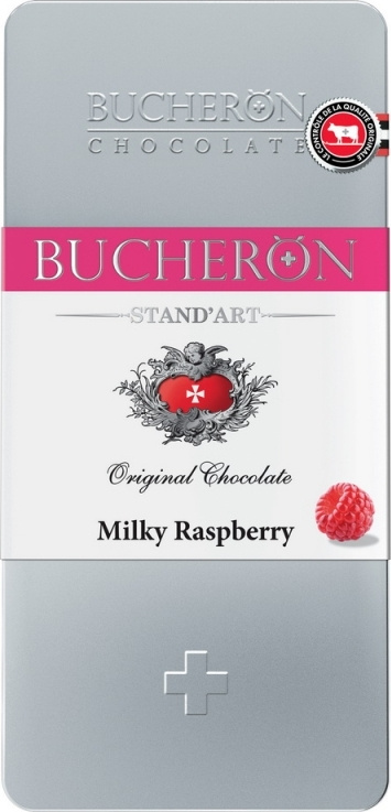 Шоколад Bucheron молочный с кусочками малины, ж/б 100 г #1