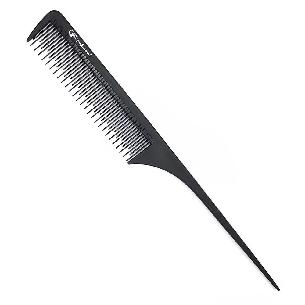 Gera Professional, Расческа карбоновая для стрижки волос GPR00313, с хвостиком, цвет черный  #1