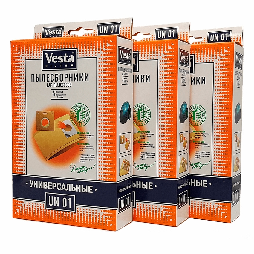 Vesta filter UN 01 XXl-Pack комплект пылесборников универсальный, 12 шт +3 фильтра  #1