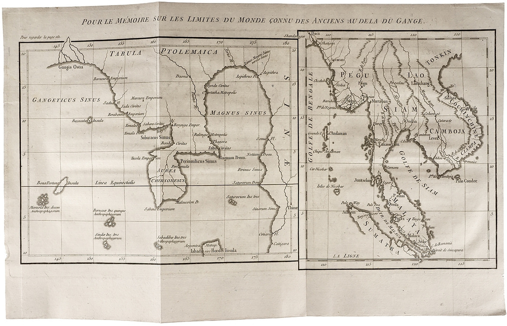 Карты Индокитая по Птолемею. Резцовая гравюра. Франция, 18-й век  #1