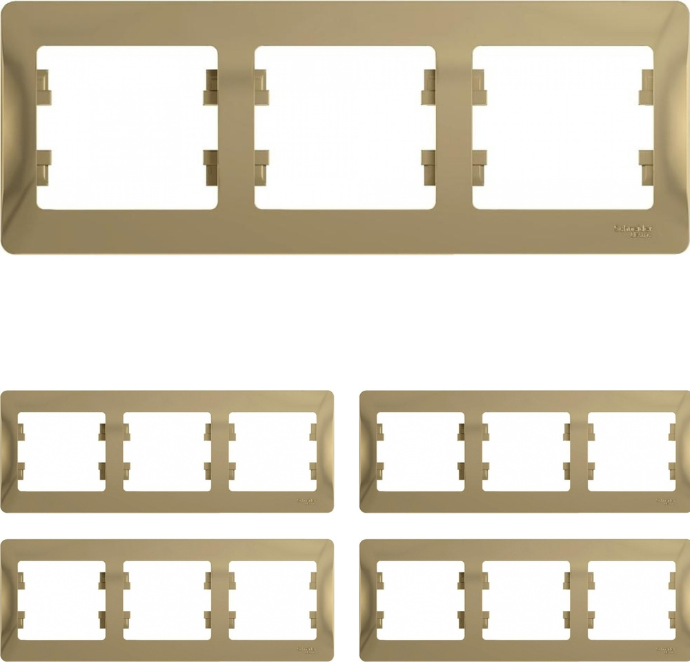 Рамка Schneider Electric Glossa трехместная горизонтальная титан (комплект из 4 шт.)  #1