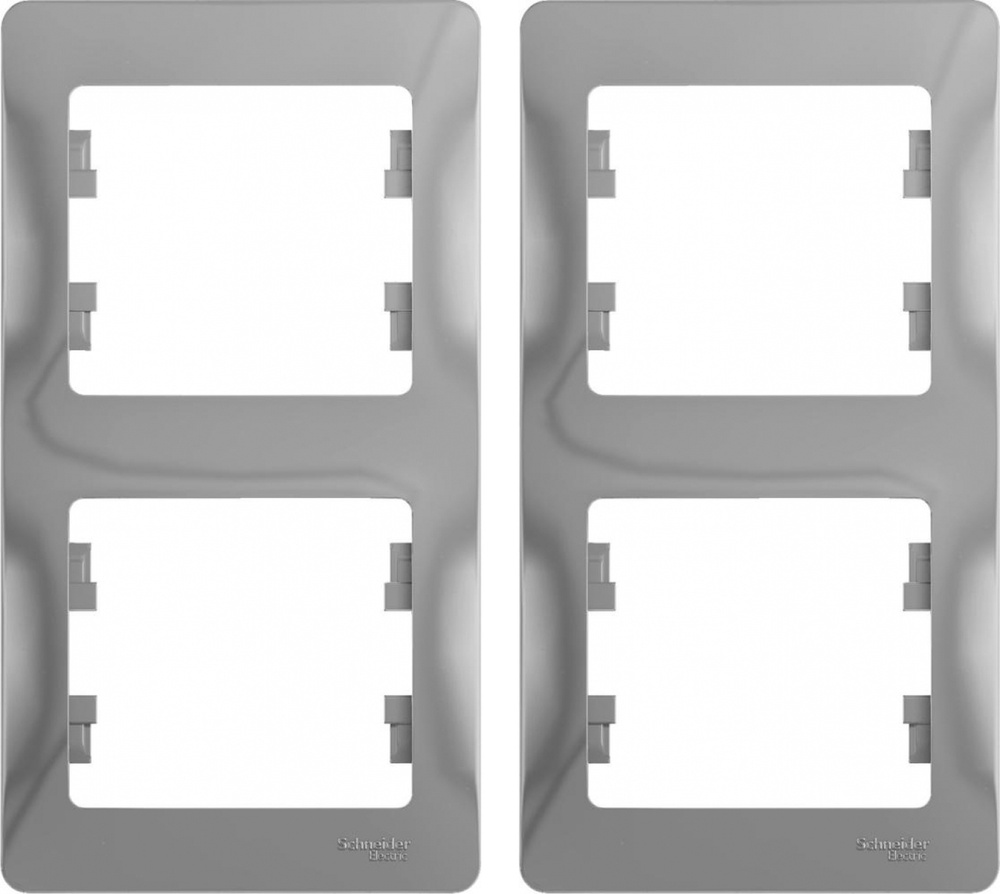 Рамка Schneider Electric Glossa двухместная вертикальная алюминий (комплект из 2 шт.)  #1