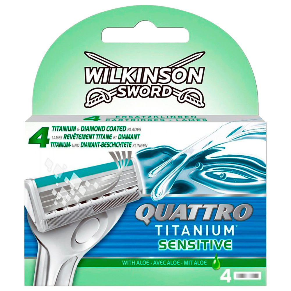 Wilkinson Sword / Schick Quattro Titanium Sensitive / Сменные кассеты для бритвы Quattro (4 шт)  #1