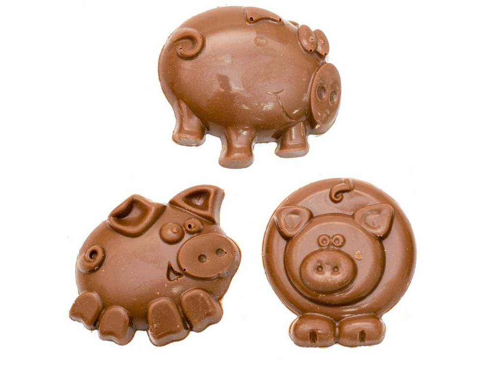 Подарочная шоколадная фигура Frade/Фраде - Поросячье трио - комплект из 3-х плиток (вес-35г) (молочный) #1