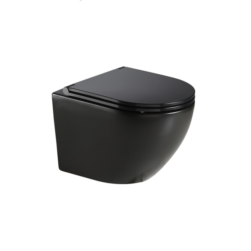 Унитаз подвесной безободковый с сиденьем черный матовый Azario Grado AZ-0046-MB  #1
