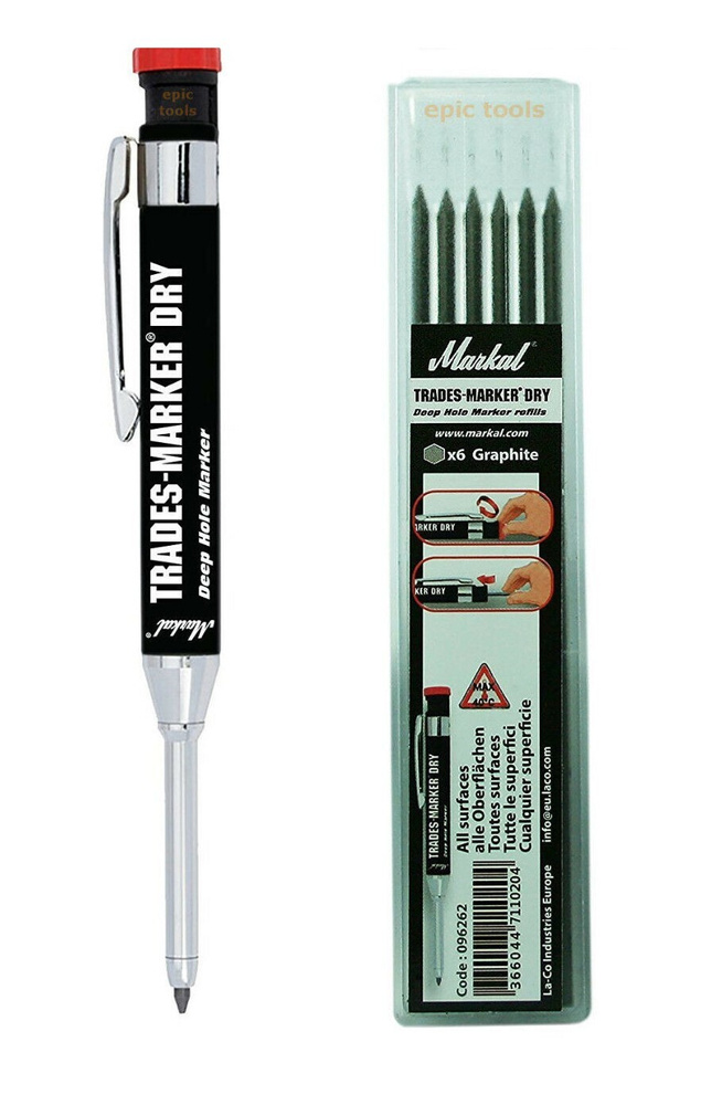 Строительный карандаш Markal Trades-Marker, металлический, 2.8 мм + 6 запасных графитовых стержней  #1
