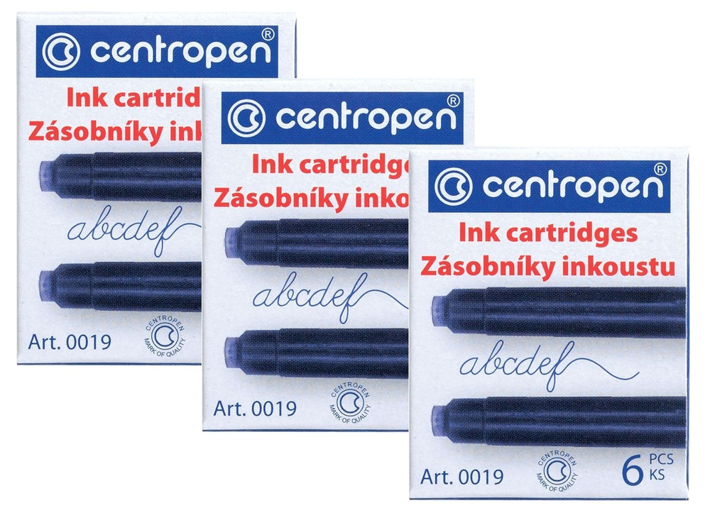 Набор картриджей для перьевой ручки, синие "Centropen" 3 упаковки по 6 шт  #1