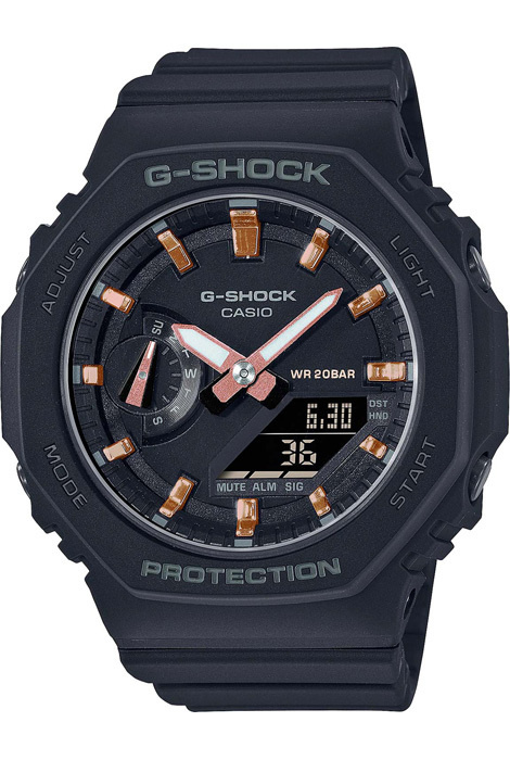 Противоударные женские наручные часы Casio G-Shock GMA-S2100-1A с подсветкой, будильником и секундомером #1