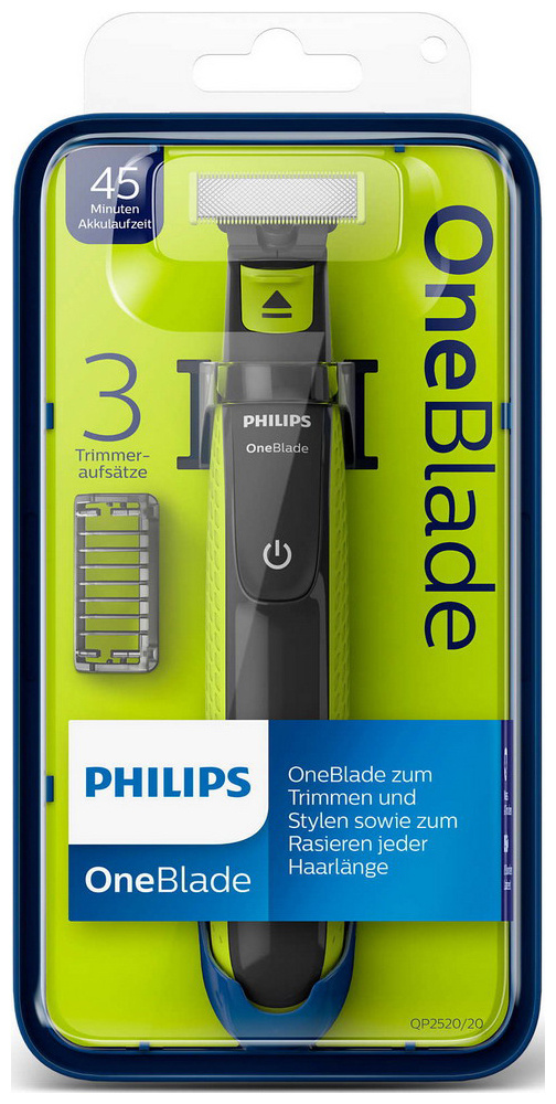 Philips Триммер для бороды и усов OneBlade QP2520/20, кол-во насадок 3  #1