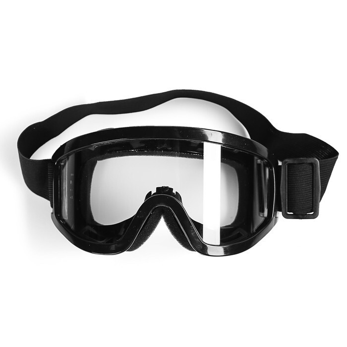 Очки-маска для езды на мототехнике, стекло прозрачное, цвет черный  #1