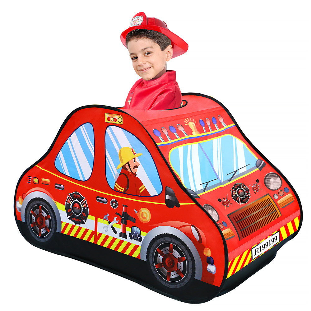 Палатка детская игровая тканевая + 50 шаров PITUSO Пожарная машина  #1