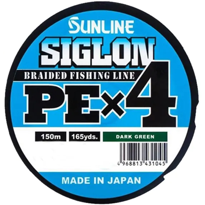 Шнур PE Sunline SIGLON X4 # 0.4/6LB (150 м, 0.108 мм, 2.9 кг, тёмно-зелёный) #1