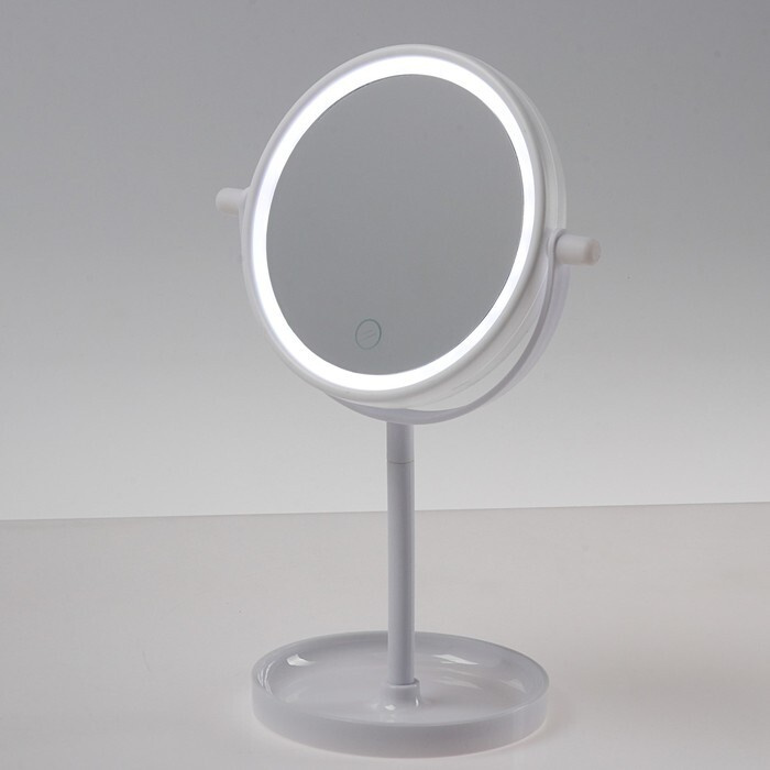 Luazon Home, Зеркало Luazon KZ-04, подсветка, настольное, 19.5х13х29.5 см, 4хААА, сенсорная кнопка, белое #1