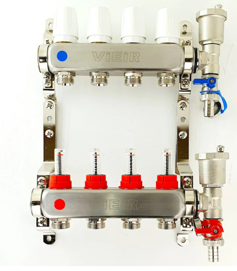 Коллекторная группа Vieir VR113-04A 1x 4 выхода с расходомерами, без кранов  #1